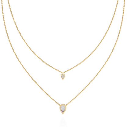 Duo Dewdrop – Double Pear Lab Diamond Necklace in 14K Gold