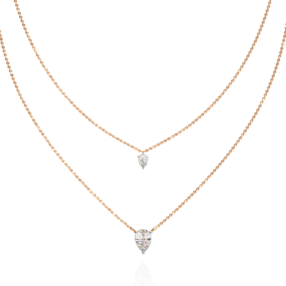 Duo Dewdrop – Double Pear Lab Diamond Necklace in 14K Gold