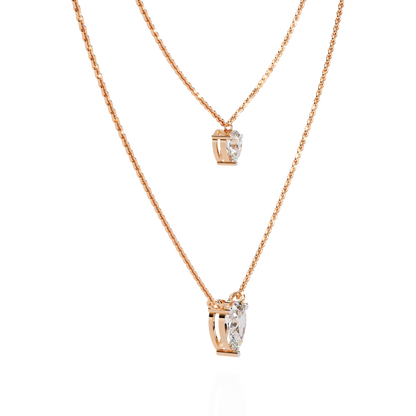 Duo Dewdrop – Double Pear Lab Diamond Necklace in 14K Gold