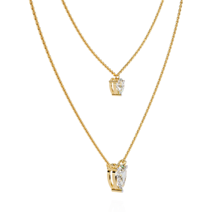 Duo Dewdrop – Double Pear Lab Diamond Necklace in 14K Gold