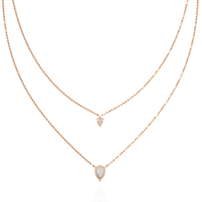 Duo Dewdrop – Double Pear Lab Diamond Necklace in 14K Gold