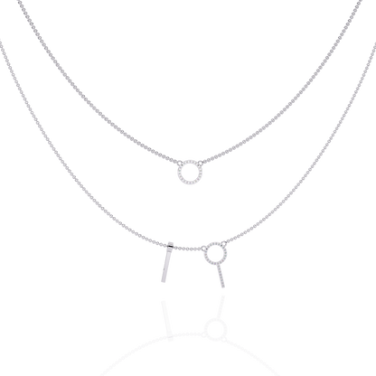 Orbée Lariat – Pavé Circle & Bar Lab Diamond Necklace in 14K Gold