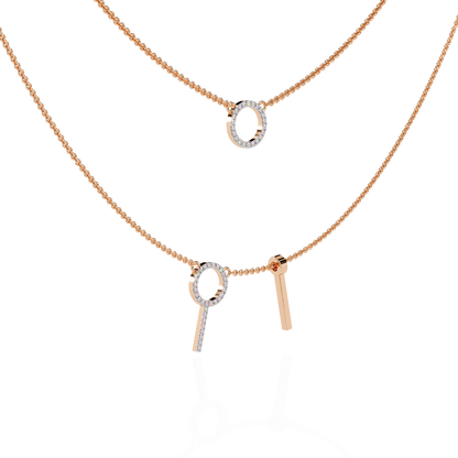 Orbée Lariat – Pavé Circle & Bar Lab Diamond Necklace in 14K Gold
