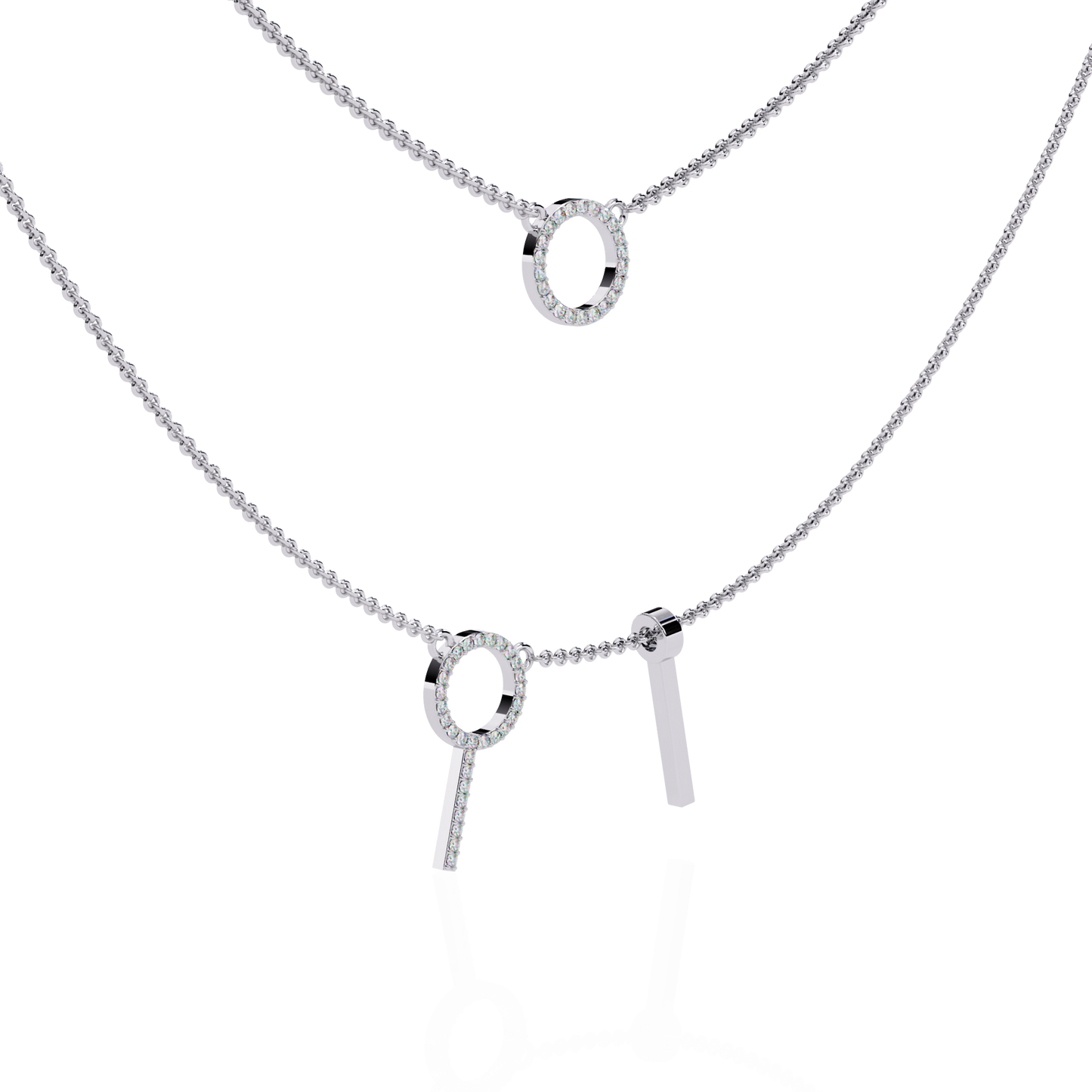 Orbée Lariat – Pavé Circle & Bar Lab Diamond Necklace in 14K Gold