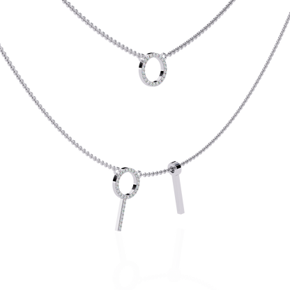 Orbée Lariat – Pavé Circle & Bar Lab Diamond Necklace in 14K Gold