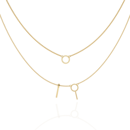 Orbée Lariat – Pavé Circle & Bar Lab Diamond Necklace in 14K Gold