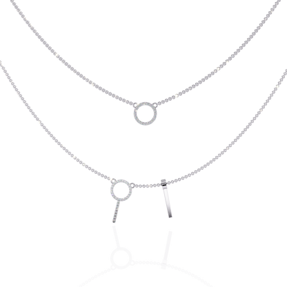 Orbée Lariat – Pavé Circle & Bar Lab Diamond Necklace in 14K Gold