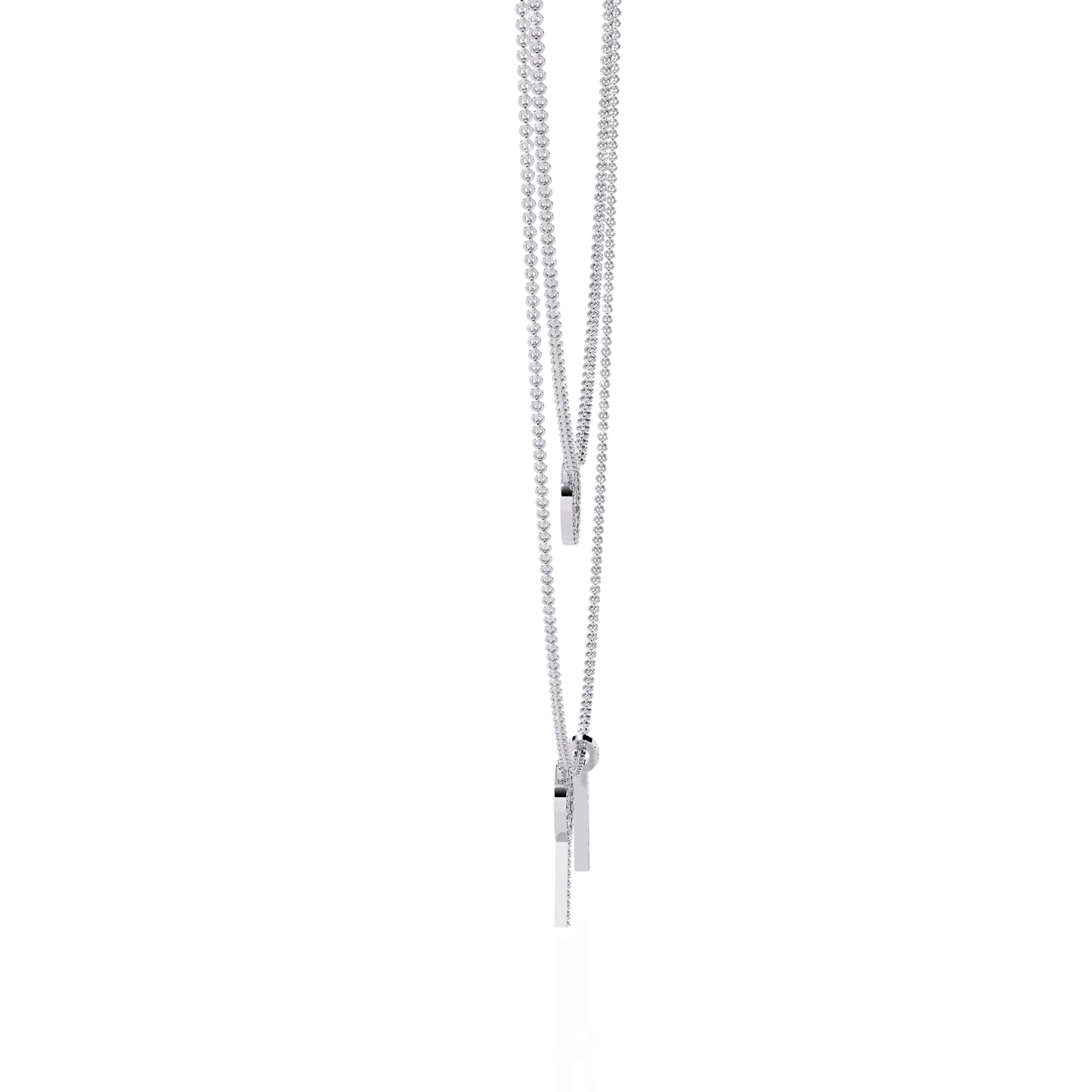 Orbée Lariat – Pavé Circle & Bar Lab Diamond Necklace in 14K Gold