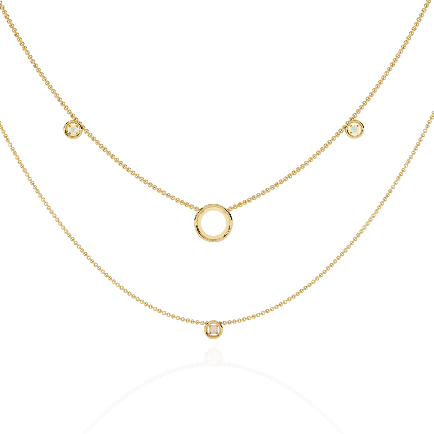 Eclipse Drop – Lab Diamond Circle Pendant Necklace in 14K Gold