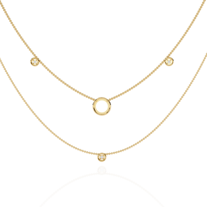 Eclipse Drop – Lab Diamond Circle Pendant Necklace in 14K Gold