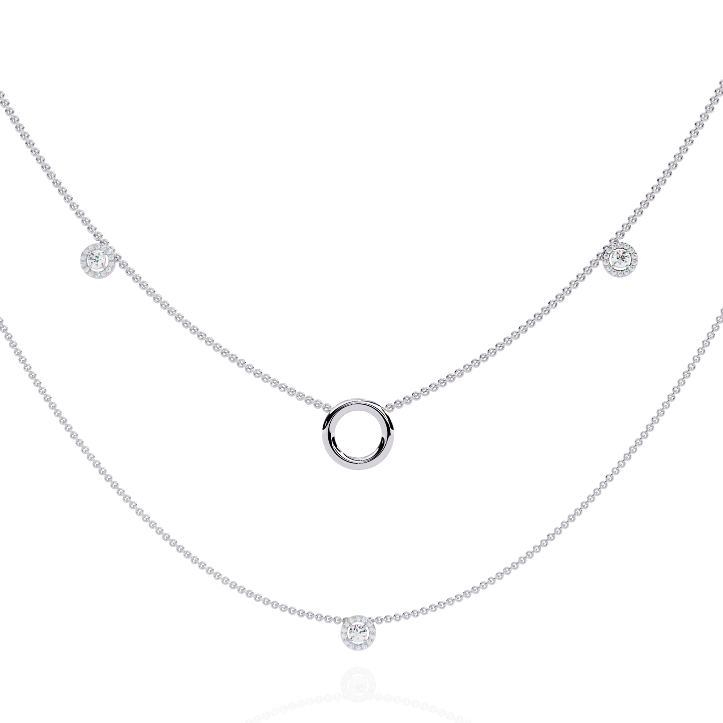 Eclipse Drop – Lab Diamond Circle Pendant Necklace in 14K Gold