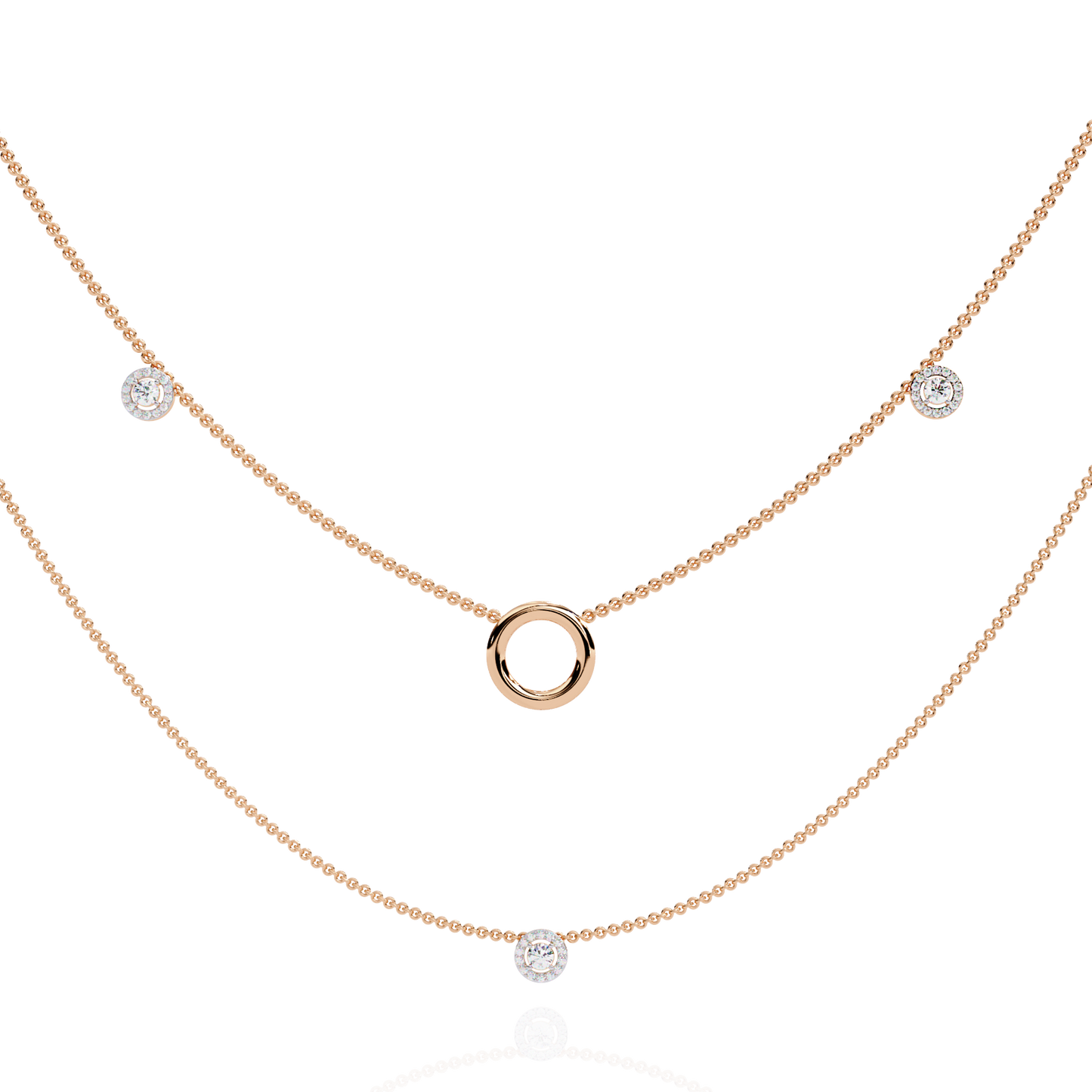 Eclipse Drop – Lab Diamond Circle Pendant Necklace in 14K Gold