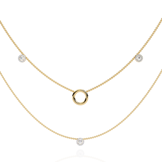 Eclipse Drop – Lab Diamond Circle Pendant Necklace in 14K Gold