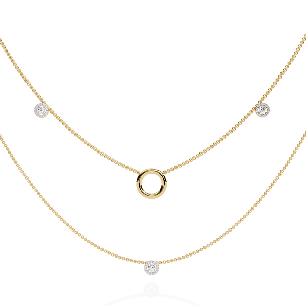 Eclipse Drop – Diamond Circle Pendant Necklace in 14K Gold