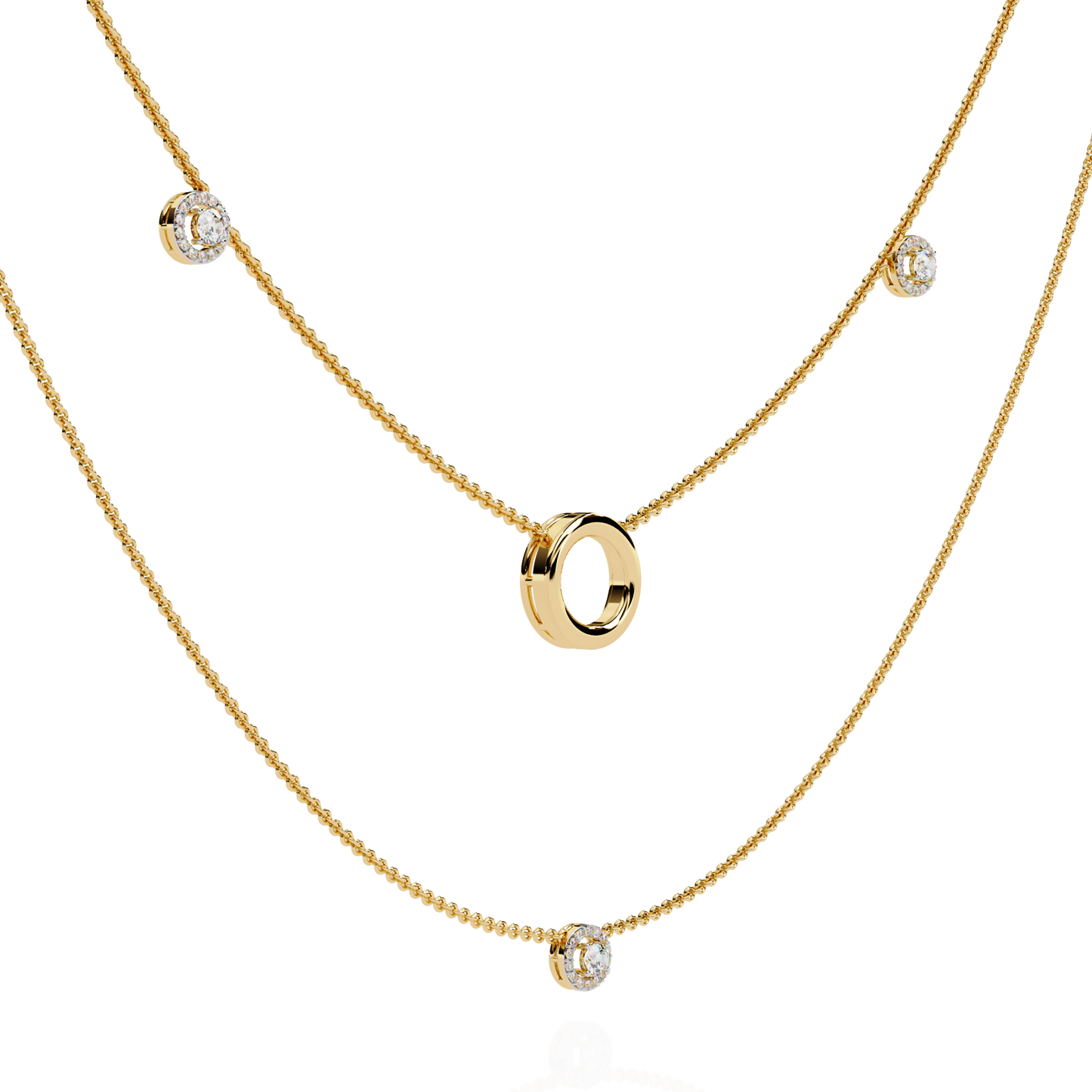 Eclipse Drop – Lab Diamond Circle Pendant Necklace in 14K Gold