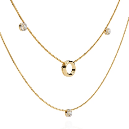 Eclipse Drop – Lab Diamond Circle Pendant Necklace in 14K Gold
