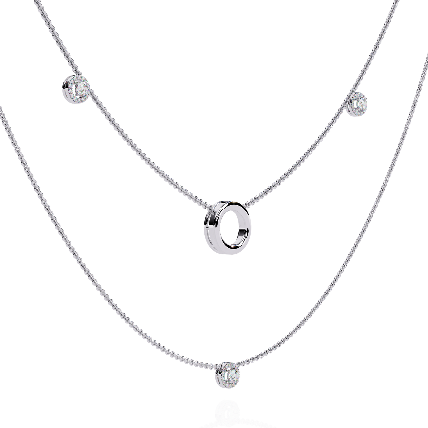 Eclipse Drop – Lab Diamond Circle Pendant Necklace in 14K Gold