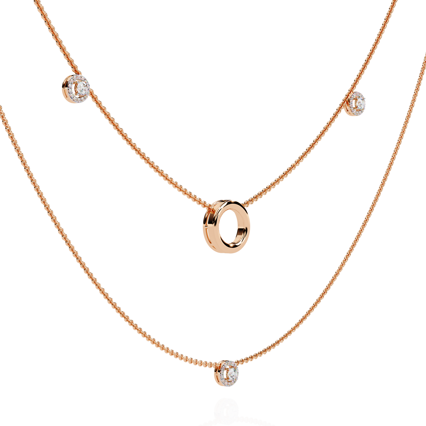 Eclipse Drop – Lab Diamond Circle Pendant Necklace in 14K Gold