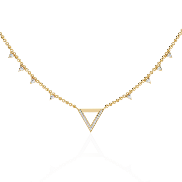 Véline V-Drop – Triangle Accent Diamond Necklace in 14K Gold