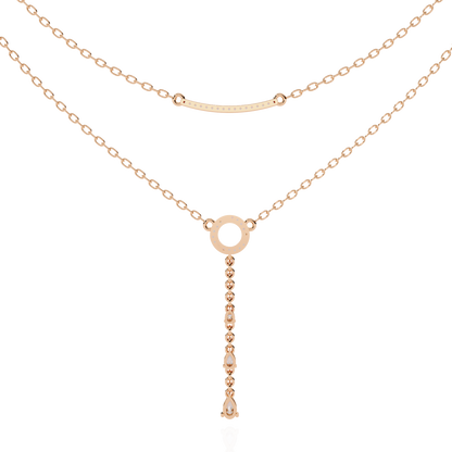 Celestial Dewdrop – Dual Row Pear Diamond Y-Necklace in 14K Gold