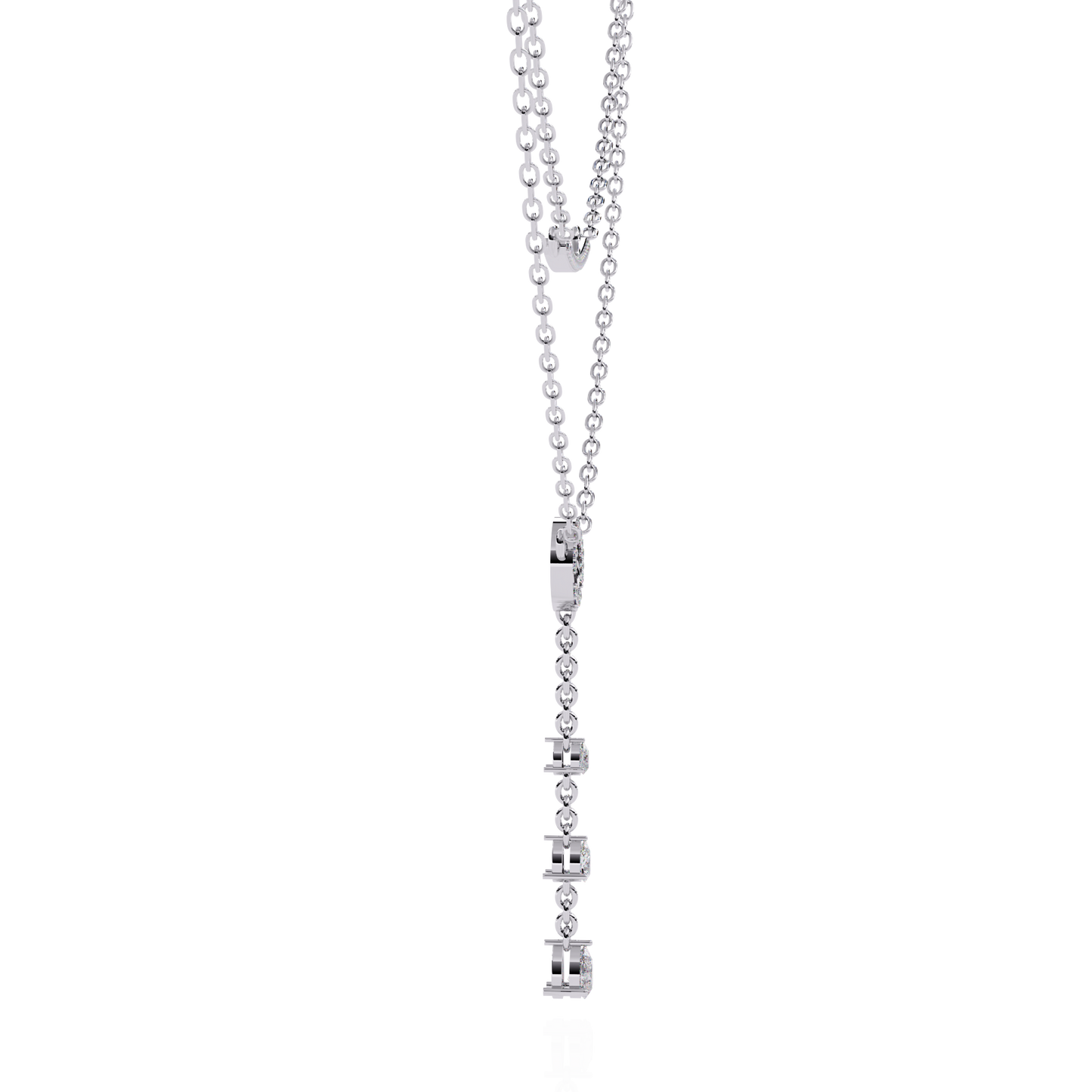 Celestial Dewdrop – Dual Row Pear Diamond Y-Necklace in 14K Gold