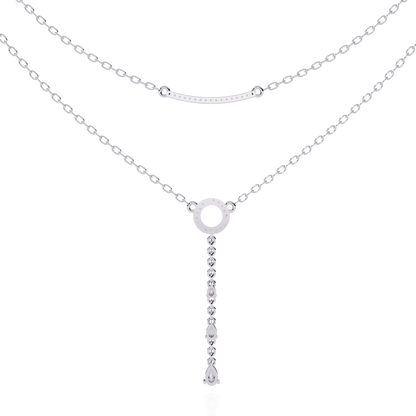 Celestial Dewdrop – Dual Row Pear Diamond Y-Necklace in 14K Gold