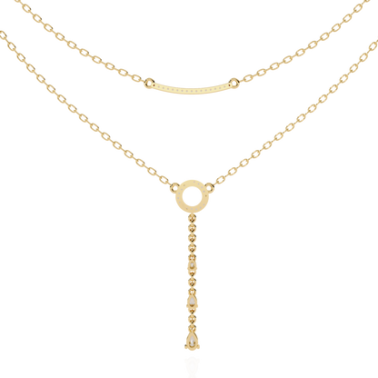 Celestial Dewdrop – Dual Row Pear Diamond Y-Necklace in 14K Gold