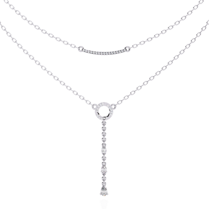 Celestial Dewdrop – Dual Row Pear Diamond Y-Necklace in 14K Gold