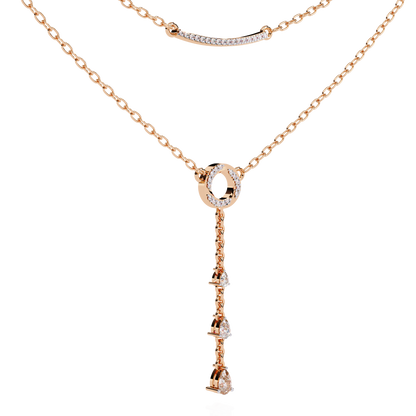 Celestial Dewdrop – Dual Row Pear Diamond Y-Necklace in 14K Gold