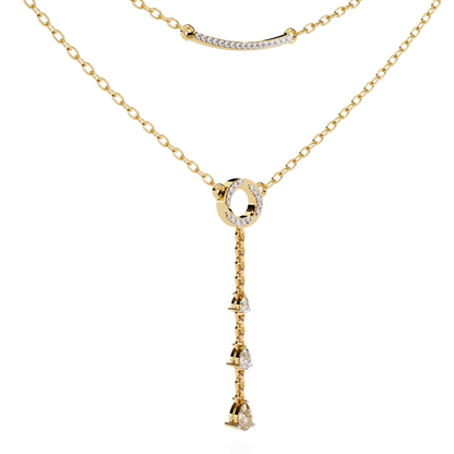 Celestial Dewdrop – Dual Row Pear Diamond Y-Necklace in 14K Gold