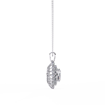 Regal Bloom – Oval Diamond Halo Pendant in 14K Gold