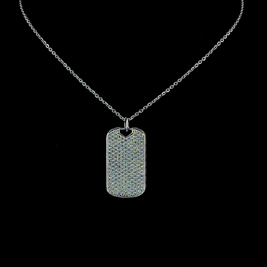 Diamond Tag – Round Lab Diamond Pendant in 14K White Gold