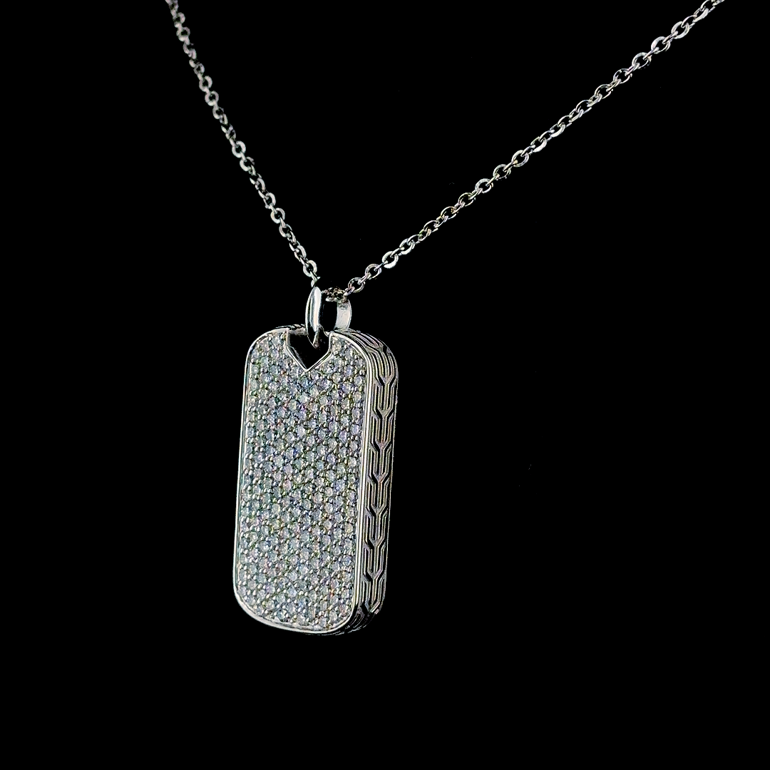 Diamond Tag – Round Lab Diamond Pendant in 14K White Gold