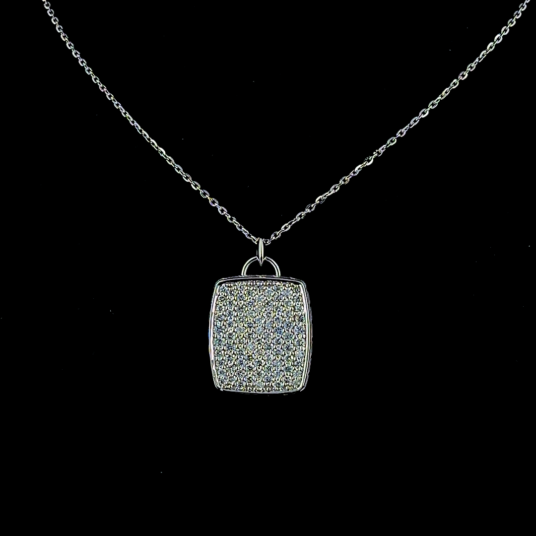 Icon Tag – Round Lab Diamond Pendant in 14K White Gold