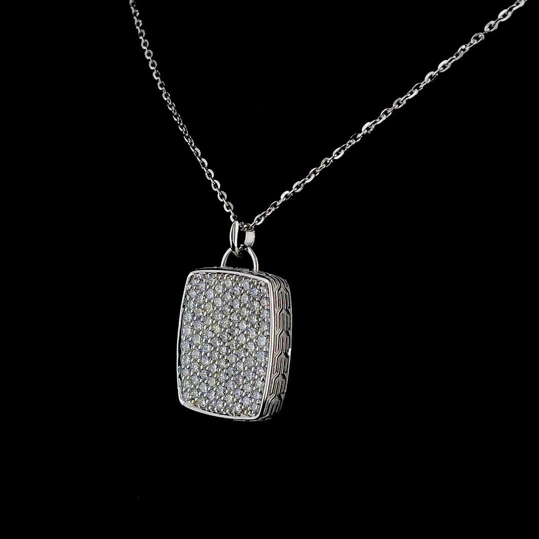 Icon Tag – Round Lab Diamond Pendant in 14K White Gold