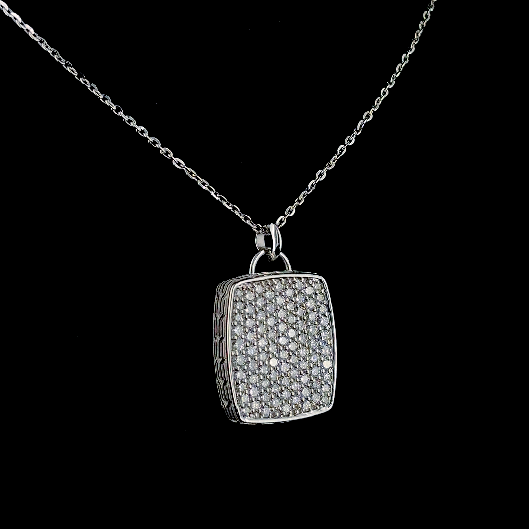 Icon Tag – Round Lab Diamond Pendant in 14K White Gold
