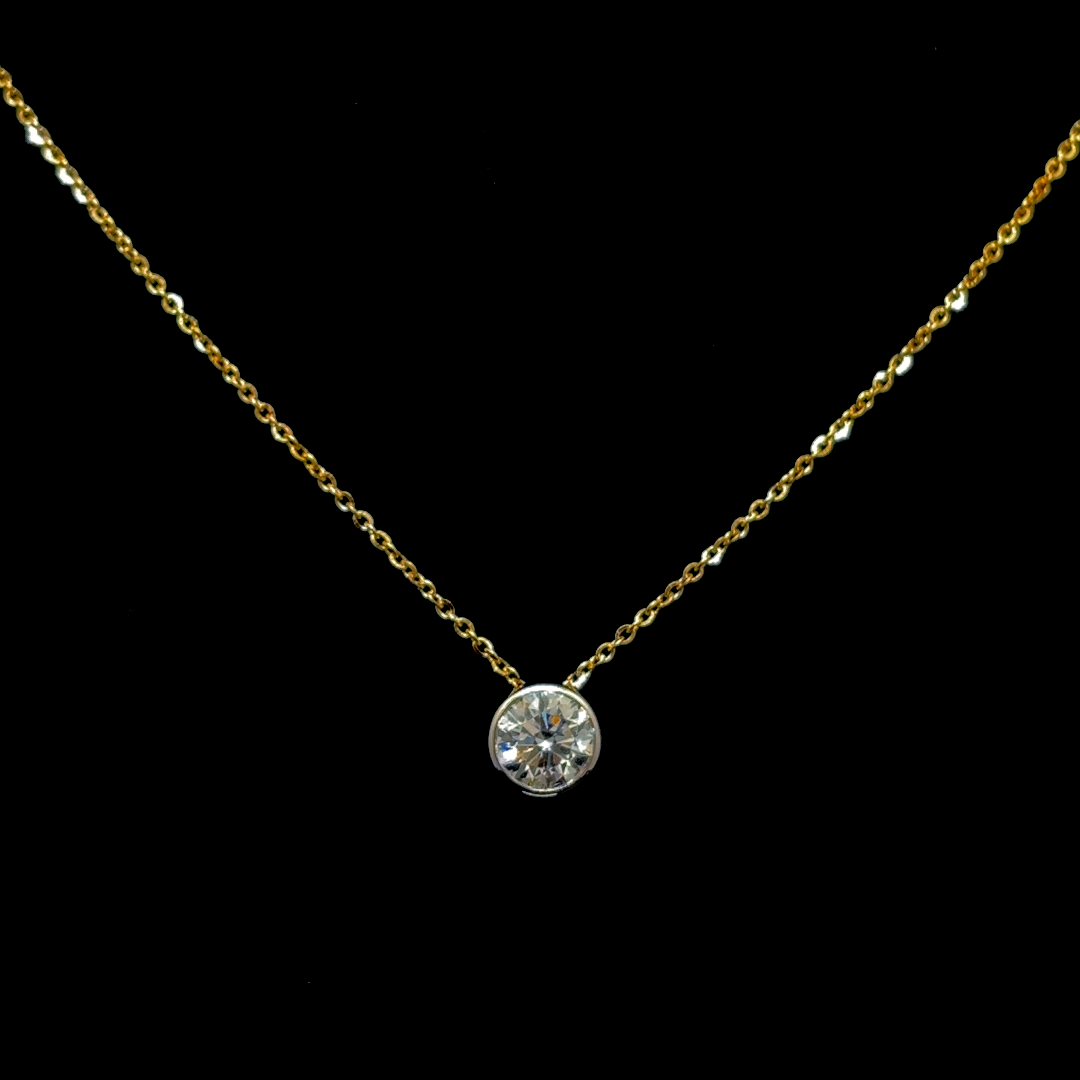Solitaire Radiance – Round Lab Diamond Pendant in 14K Yellow Gold