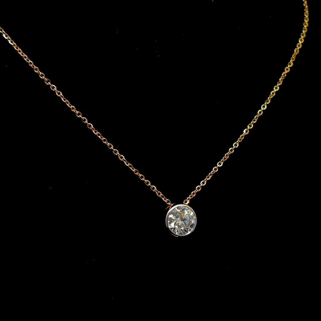Solitaire Radiance – Round Lab Diamond Pendant in 14K Yellow Gold