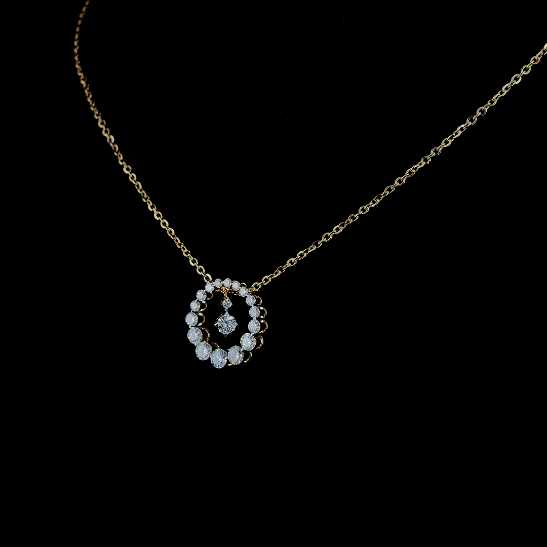 Mixed Round Lab Diamond Pendant in 14K Yellow Gold