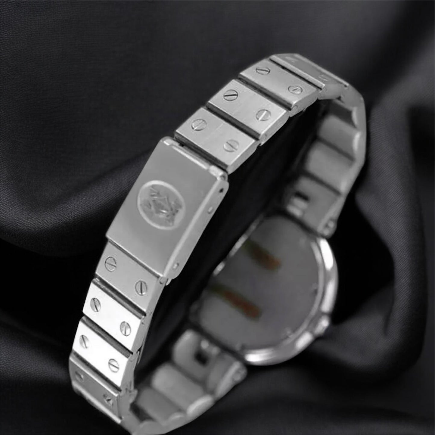 Cartier Santos Ronde Stainless Steel Diamond Women's Watch 32mm ~0.38ct