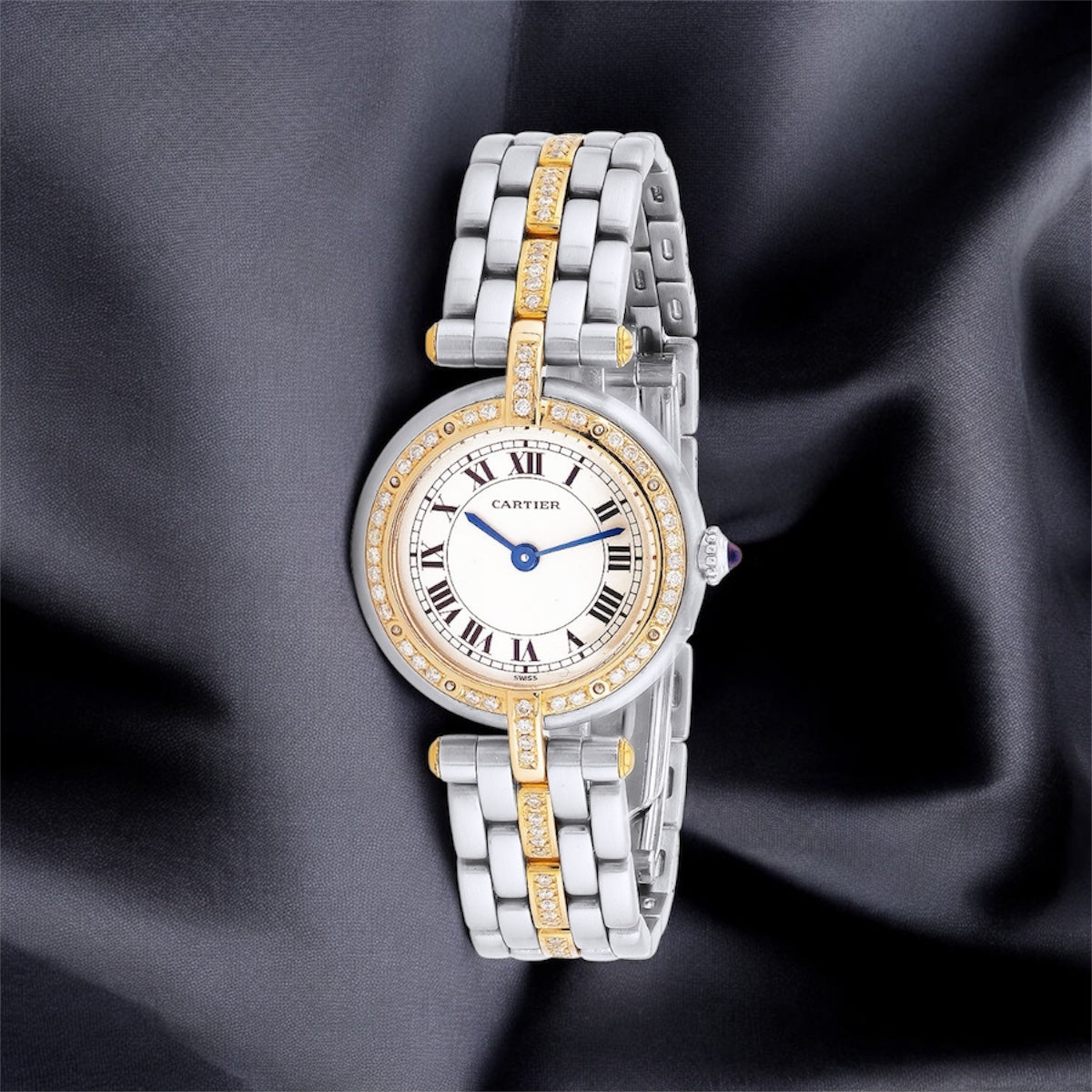 Cartier Panthere Vendome 18K Gold and Stainless Steel Diamond Women's Watch 24mm 0.65ct