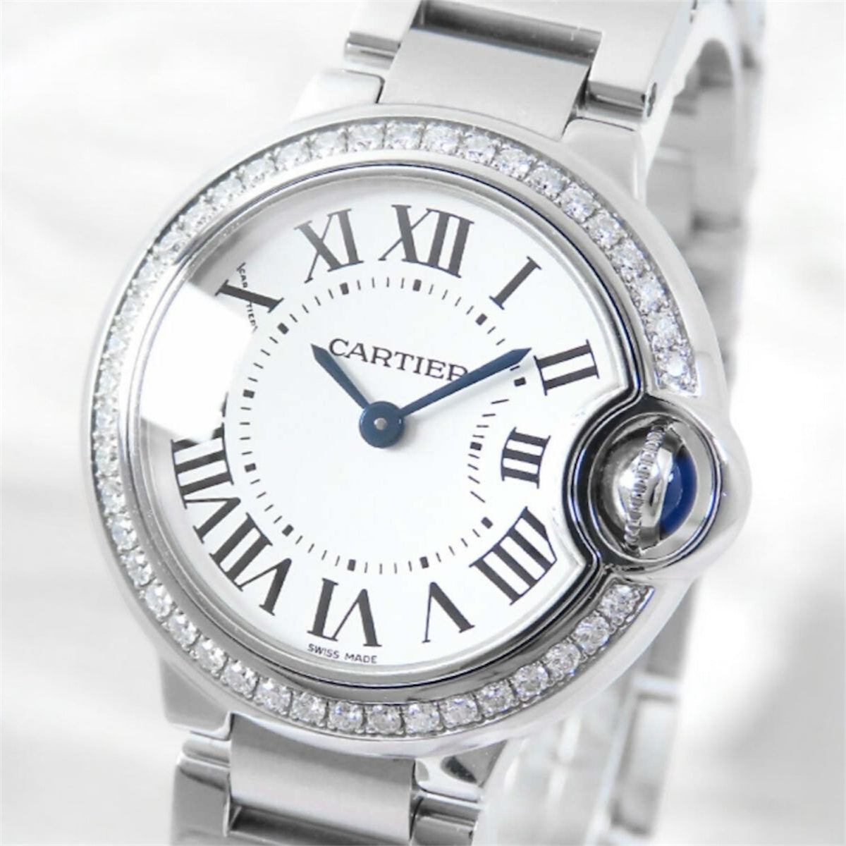 Cartier Ballon Bleu Stainless Steel Women's Diamond Watch 28mm