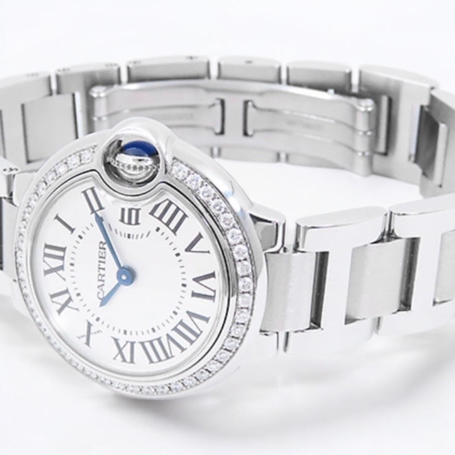 Cartier Ballon Bleu Stainless Steel Women's Diamond Watch 28mm