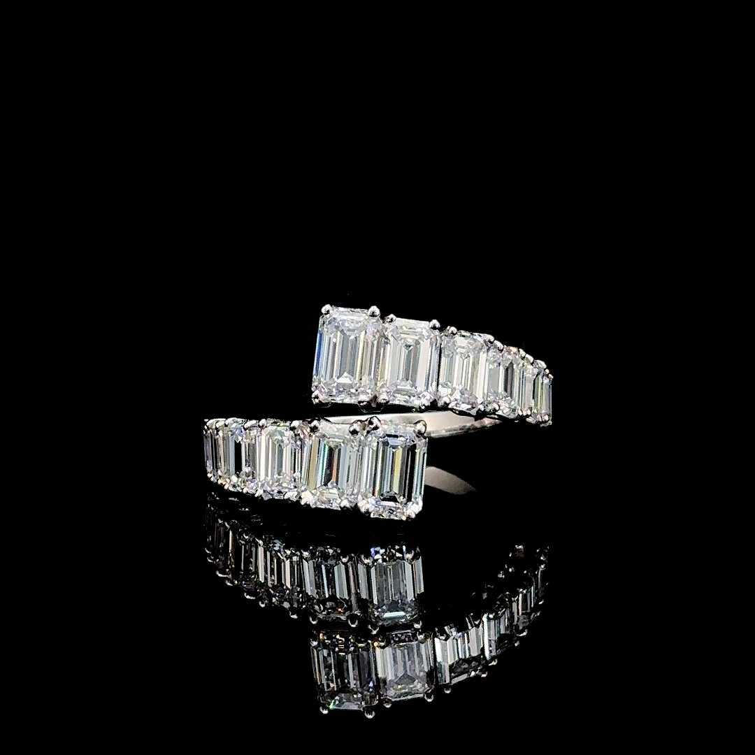 Vesta Array – Emerald Cut Lab Diamond Statement Ring in 14K White Gold