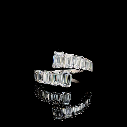Vesta Array – Emerald Cut Lab Diamond Statement Ring in 14K White Gold