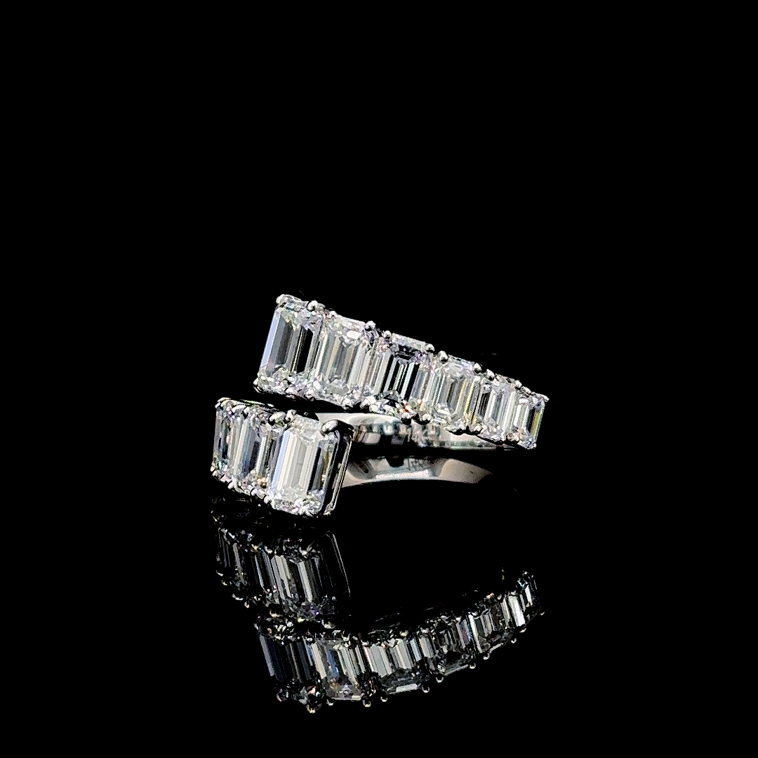 Vesta Array – Emerald Cut Lab Diamond Statement Ring in 14K White Gold