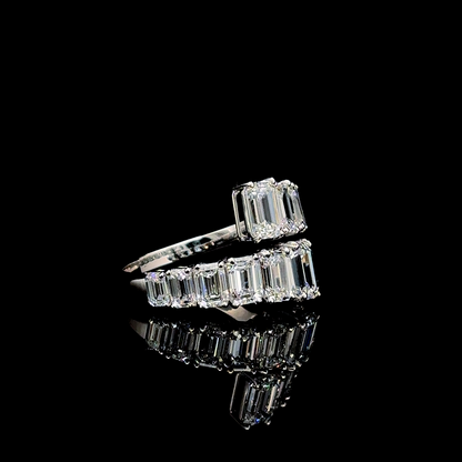 Vesta Array – Emerald Cut Diamond Statement Ring in 14K White Gold