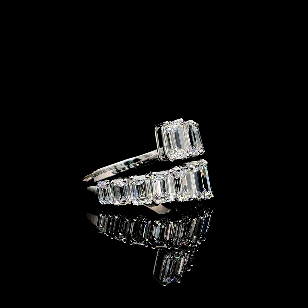 Vesta Array – Emerald Cut Lab Diamond Statement Ring in 14K White Gold
