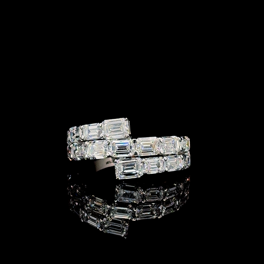 Caden Band – Emerald Cut Lab Diamond Ring in 14K White Gold