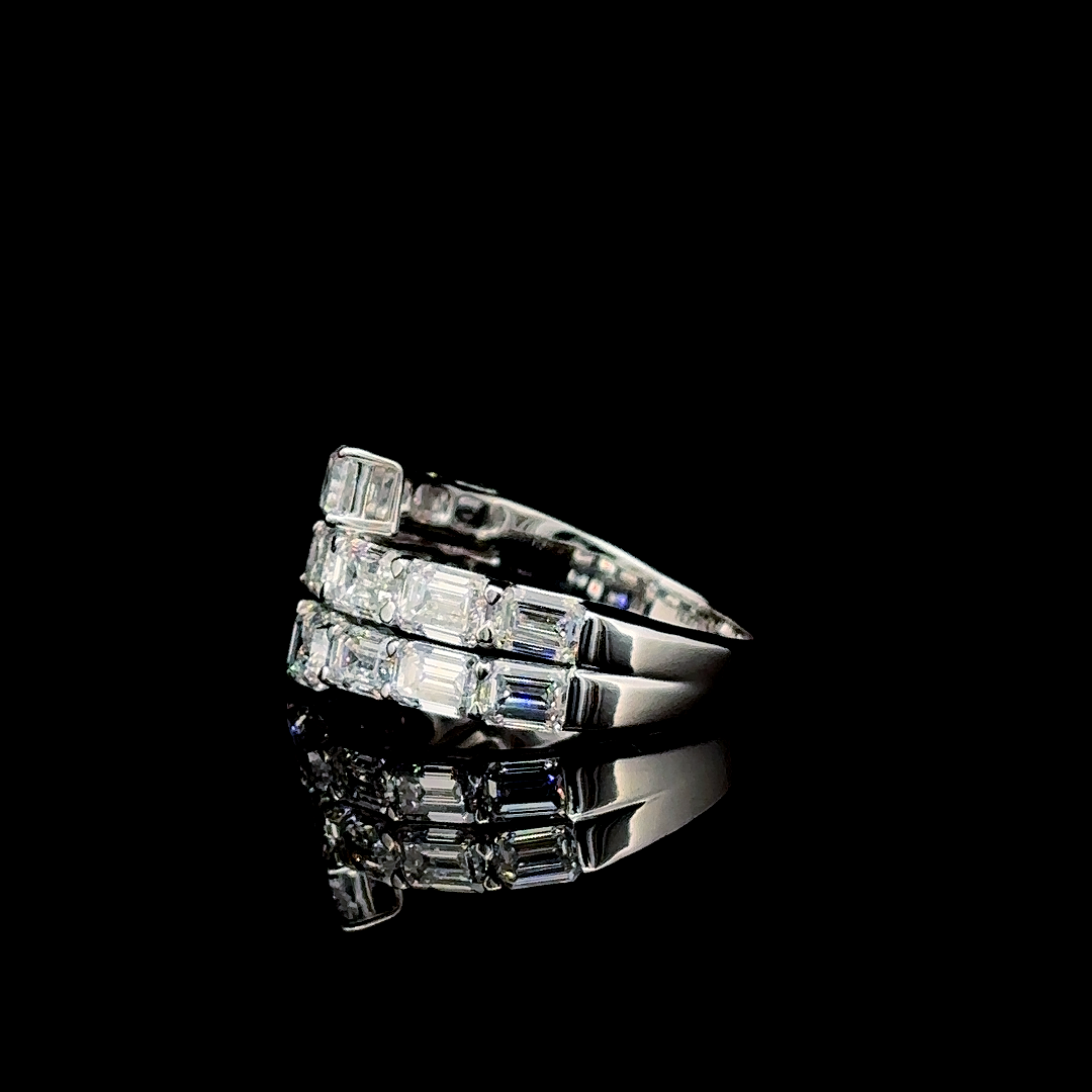 Caden Band – Emerald Cut Lab Diamond Ring in 14K White Gold